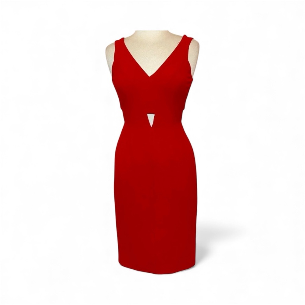 NWT Gianni Bini size 2 red midi dress with a V-neckline and a cutout
